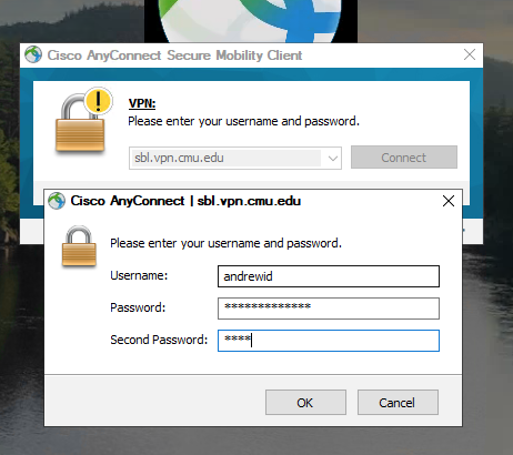 annyconnect prompting for credentials