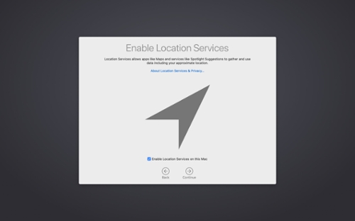 Setup Assistant Location Services pane