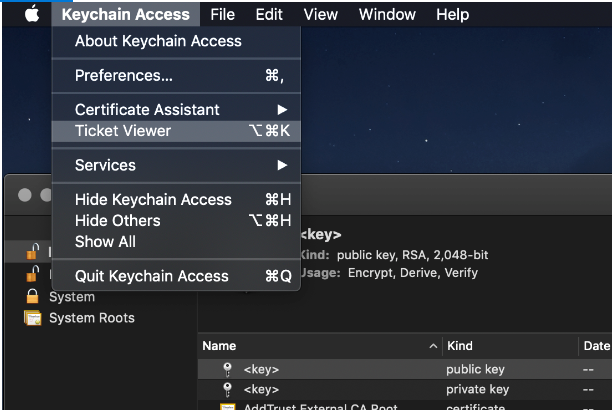 mac os ticket viewer credential screen